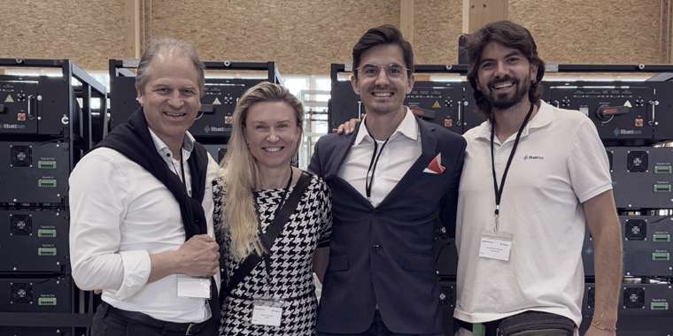 Nataly Taranova with the Libattion team at an energy storage facility