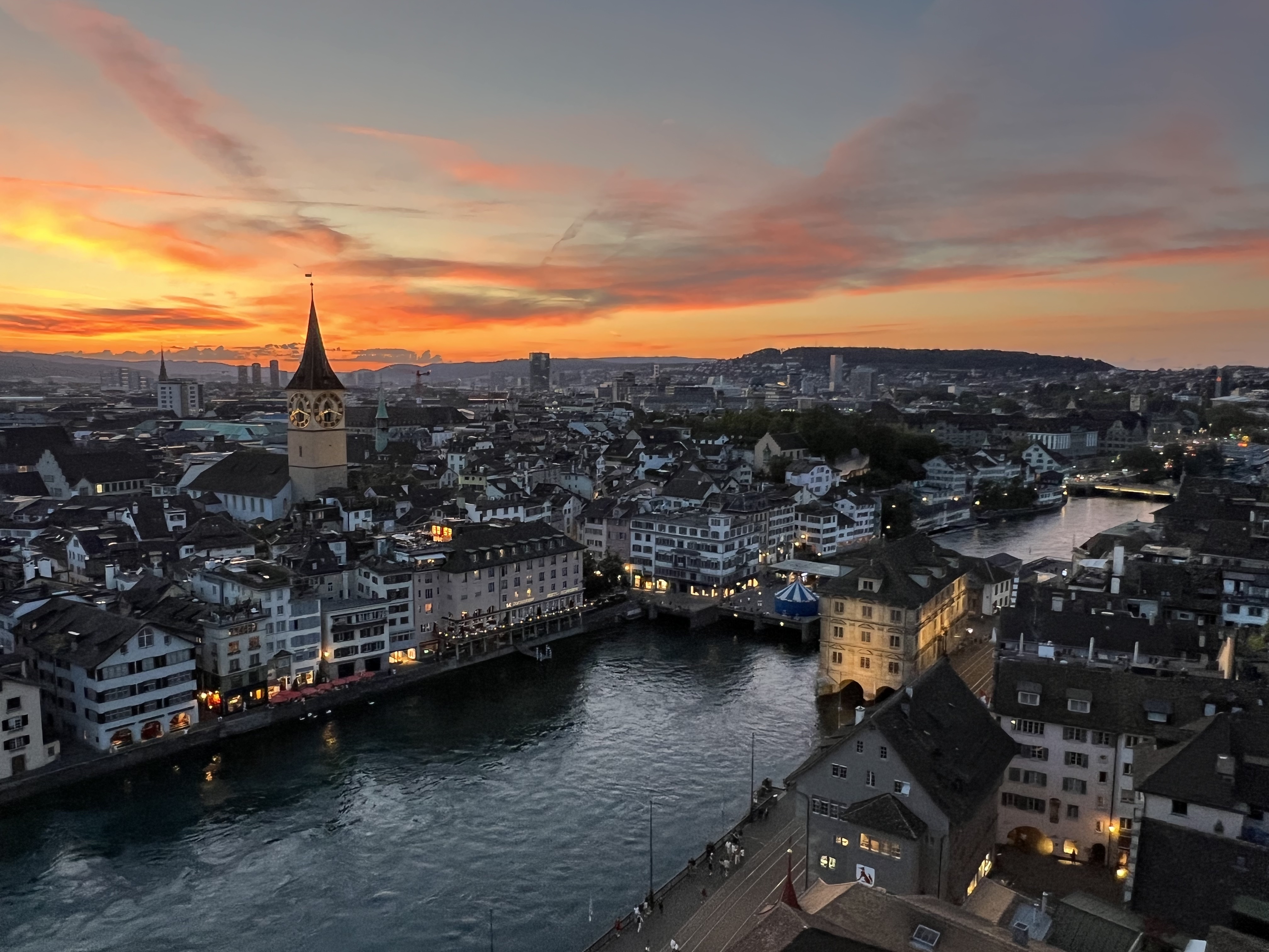 Zurich old town at dusk